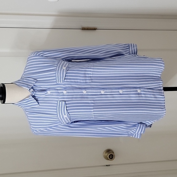 beachlunchlounge Size XS Blue & White Striped Button Down Shirt, Exc. Cond. - Picture 1 of 11